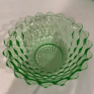 Vintage Gorgeous shiny Green Depression Glass Bowl